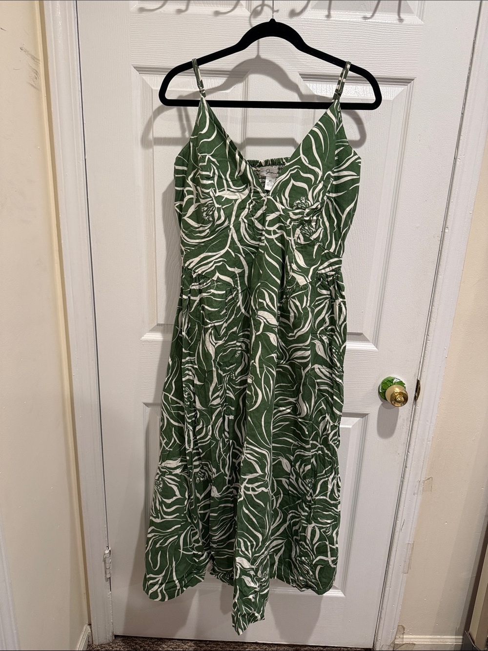 Green & White Floral Tank Dress